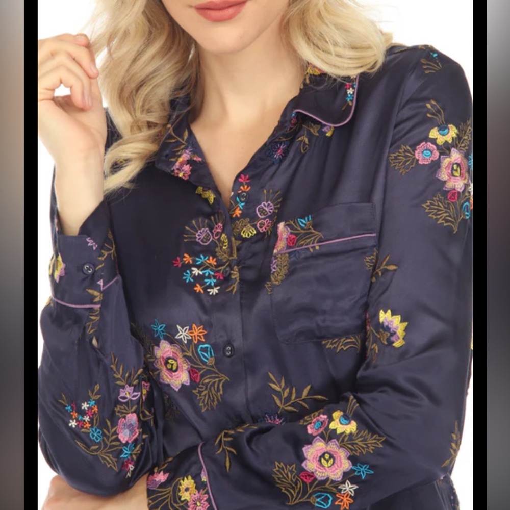 NWT Johnny Was Misty Rayon Button Down Shirt Size S M